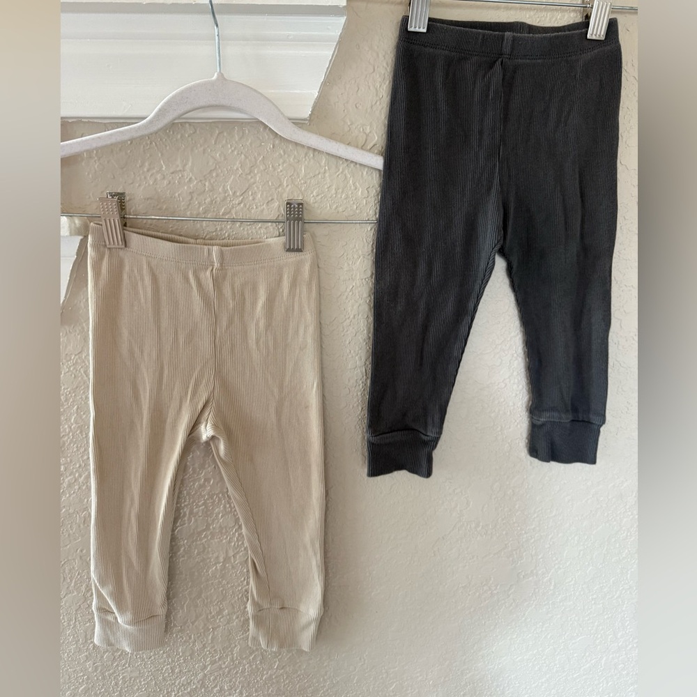 Baby Gap Kids Ribbed Leggings Set - Black and Cream